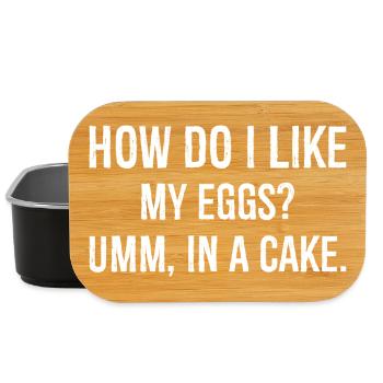 how do I like my eggs umm In a cake funny shirt - Lunch Box - black - Front