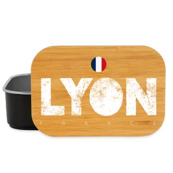 Texte en gras de Lyon avec drapeau français - Boîte à goûter - noir - Devant