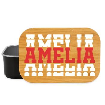 Amelia t-shirt t-shirt idée cadeau texte empilé - Boîte à goûter - noir - Devant