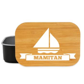 Mamitän Lustiges Wortspiel Kapitän Mama Anker - Lunch Box - Schwarz - Vorne