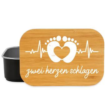 Expectant mother TWO HEARTS BEAT Funny - Lunch Box - black - Front
