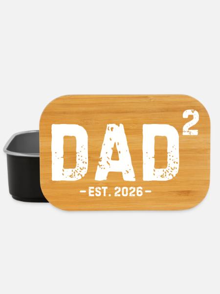 Papa Quadrat Est 2026 Zweiter Vater von zwei Kindern - Lunch Box - Schwarz