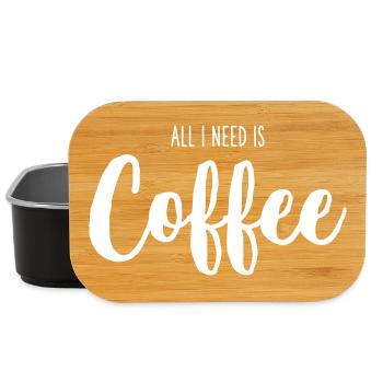 Tout ce dont j’ai besoin, c’est du café – Drôle de design de texte de café - Boîte à goûter - noir - Devant