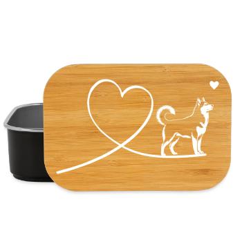 Schlittenhund Husky mit Herz Silhouette Line Art - Lunch Box - Schwarz - Vorne