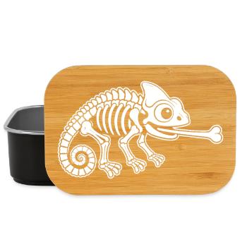 Süßes Skelett Chamäleon Reptil Cartoon Shirt - Lunch Box - Schwarz - Vorne
