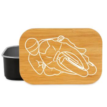 Motorbike Racer Hanging Off - Front View, bright - Lunch Box - black - Front