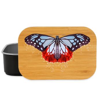 Butterfly with blue and red spots - Lunch Box - black - Front