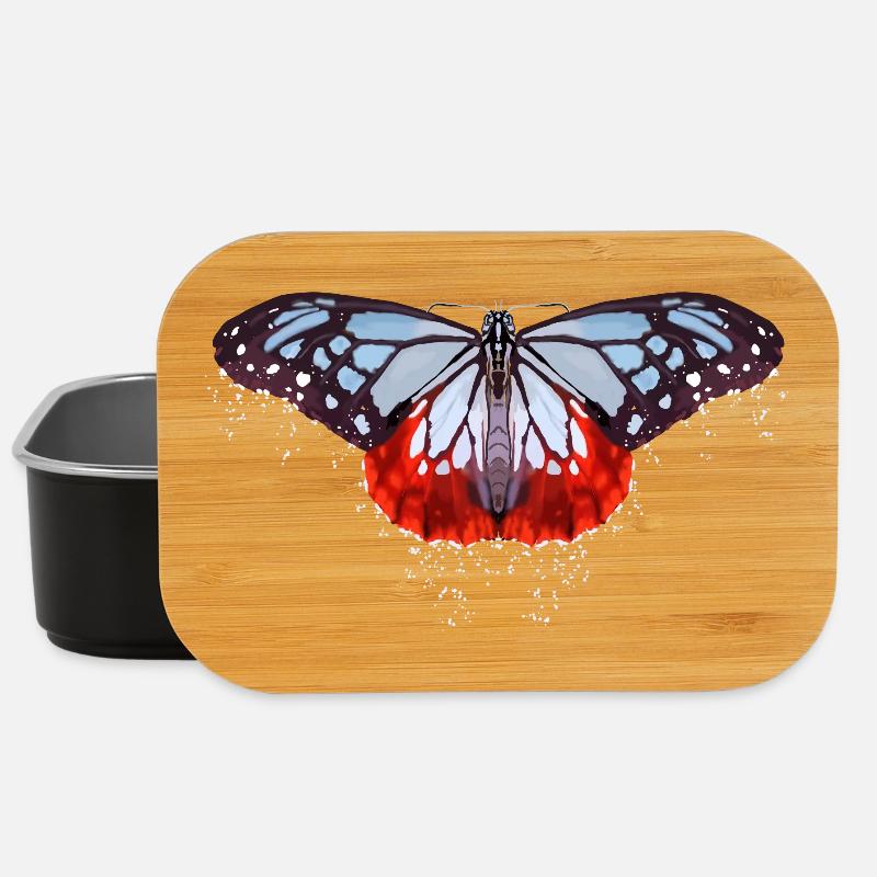 Schmetterling mit blauen und roten Flecken - Lunch Box - Schwarz