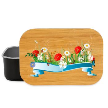 prairie printanière colorée avec des fleurs et des insectes - Boîte à goûter - noir - Devant