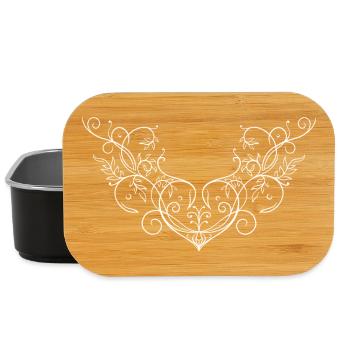 Heart Leaves Ornament Tattoo Flourish - Lunch Box - black - Front