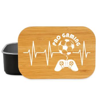 pro gaming heartbeat pulse soccer gamer icon logo - Lunch Box - black - Front