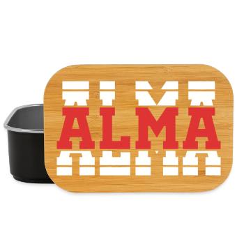 T-Shirt Alma T-Shirt Geschenkidee gestapelter Text - Lunch Box - Schwarz - Vorne