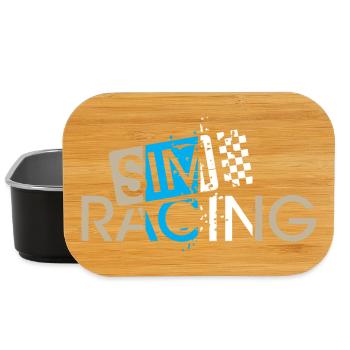 sim racing gaming checkered flag car driver gamer - Lunch Box - black - Front