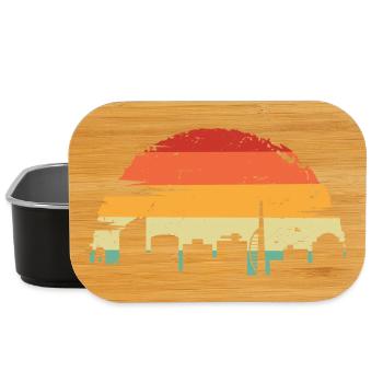 Sunset Skyline Retro Gradient - Lunch Box - black - Front