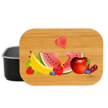 Colorful fruits with watermelon and heart - Lunch Box - black - Front