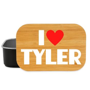 J'adore Tyler Red Heart, fan du nom romantique - Boîte à goûter - noir - Devant