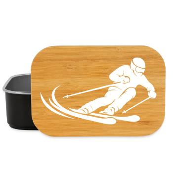 Minimalistische Skifahrer Silhouette Skisport Wint - Lunch Box - Schwarz - Vorne