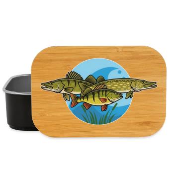 Barsch Hecht Zander Raubfisch Angeln - Lunch Box - Schwarz - Vorne