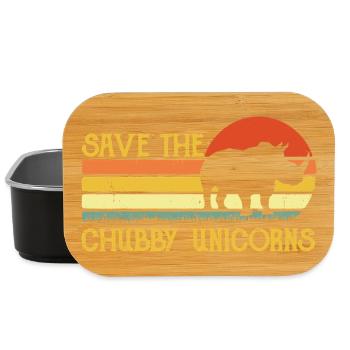 Save the Chubby Unicorns Retro Sunset - Lunch Box - black - Front