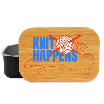 Knit Happens Logo Strickdesign - Lunch Box - Schwarz - Vorne