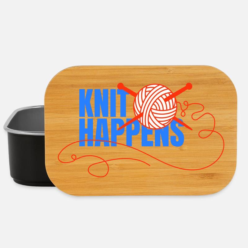 Knit Happens Logo Strickdesign - Lunch Box - Schwarz