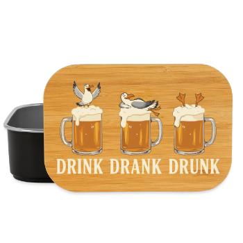 Drink Drank Drunk Beer Seagulls Beach - Lunch Box - Schwarz - Vorne