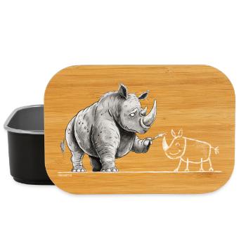 Nashorn Höhlenmalerei Steinzeit Tierhumor - Lunch Box - Schwarz - Vorne