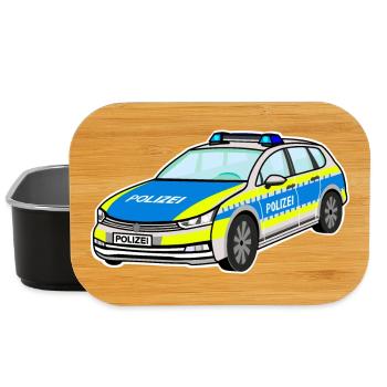 German Police Car, Police Car, Patrol Car - Lunch Box - black - Front