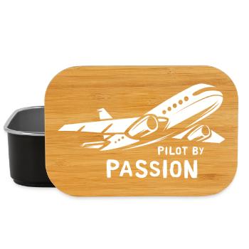 Pilot by Passion - Flugzeug und Fliegerei Logo - Lunch Box - Schwarz - Vorne