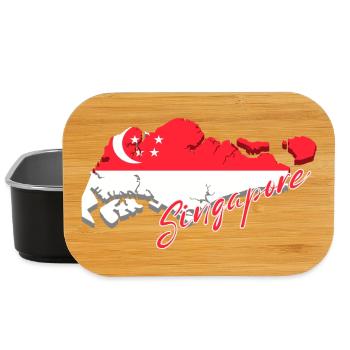 Map of Singapore, flag of Singapore - Lunch Box - black - Front