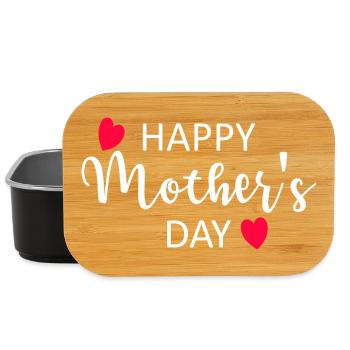 Happy Mother's Day Script Hearts - Lunch Box - black - Front