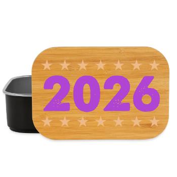 Jahr 2026 in Lila mit Sternen - Lunch Box - Schwarz - Vorne