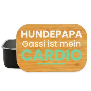 Hundepapa Shirt Gassi ist mein Cardio Lustig - Lunch Box - Schwarz - Vorne