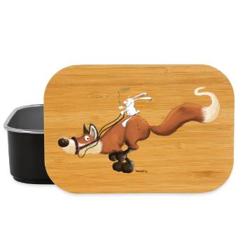 Flitzer Fuchs mit Häschenreiter Hase Reitet Fuchs - Lunch Box - Schwarz - Vorne