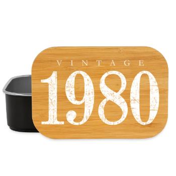Born 1980 (Vintage White) Birthday - Lunch Box - black - Front