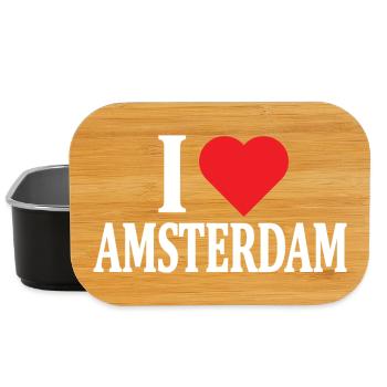 T-Shirt I love Amsterdam Geschenkidee - Lunch Box - Schwarz - Vorne