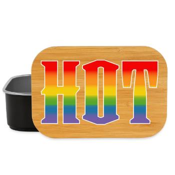 Rainbow text Hot LGBT lgbtqi queer - Lunch Box - black - Front