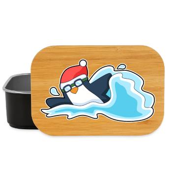 Pingouin Noël baignade - Boîte à goûter - noir - Devant