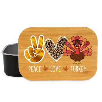 Peace Love Turkey Thanksgiving Autumn Vibes - Lunch Box - black - Front