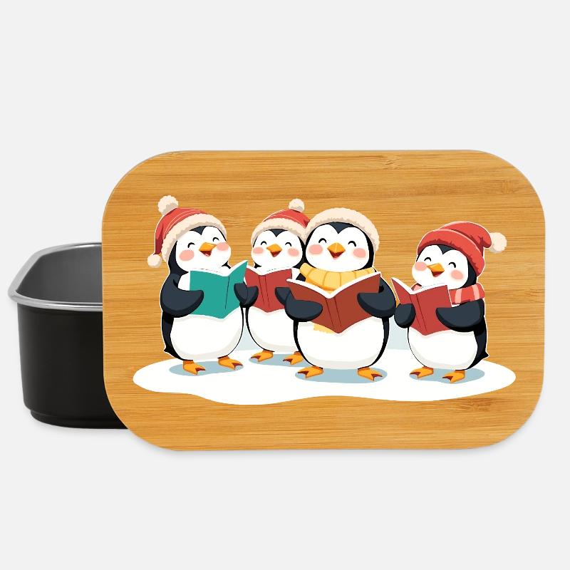 Singende Pinguine Weihnachtsmotiv - Lunch Box - Schwarz