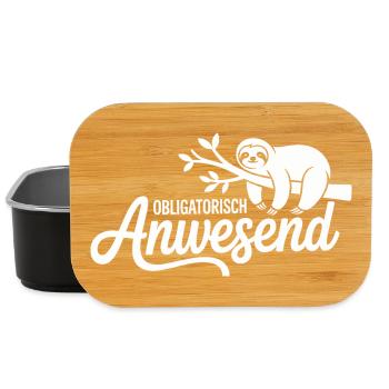 Mandatory Present Sloth Telco Meeting Office - Lunch Box - black - Front