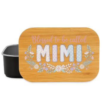 Mimi Granny Flowers Gift Cute Grandma - Lunch Box - black - Front