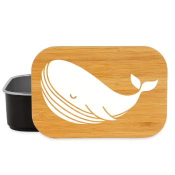 Whale silhouette minimalist sea motif - Lunch Box - black - Front