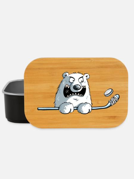 Cool Polar Bear With Hockey Stick I Hockey - Lunch Box - black