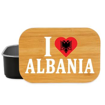 T-Shirt Ich liebe Albanien T-Shirt Shqiperia - Lunch Box - Schwarz - Vorne