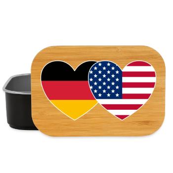 Germany USA Flag Heart - Lunch Box - black - Front
