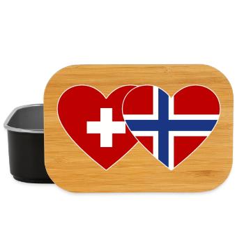 Suisse Norvège Flag Coeur - Boîte à goûter - noir - Devant