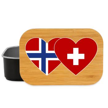 Norwegen Schweiz Flagge Herz - Lunch Box - Schwarz - Vorne