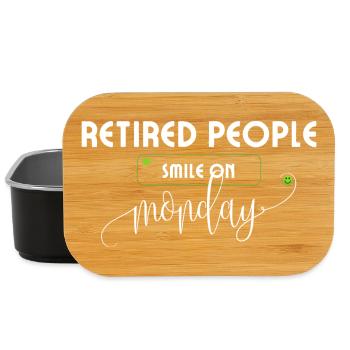 Retirees smiling on Monday retirement saying. - Lunch Box - black - Front