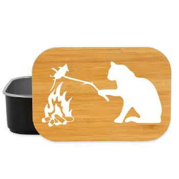 Silent Observer Cat by Campfire - Lunch Box - black - Front